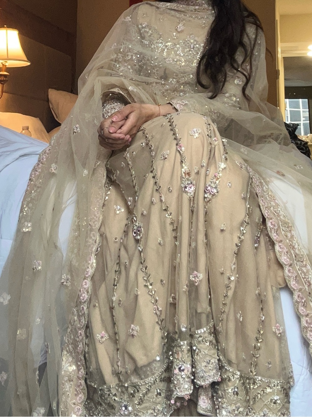 Elegant Beige Embroidered Women’s Dress with Sheer Dupatta Pakistani formal